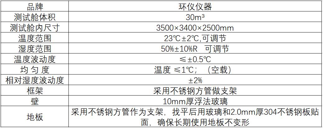 細菌去除能效環(huán)境測試艙(圖1)